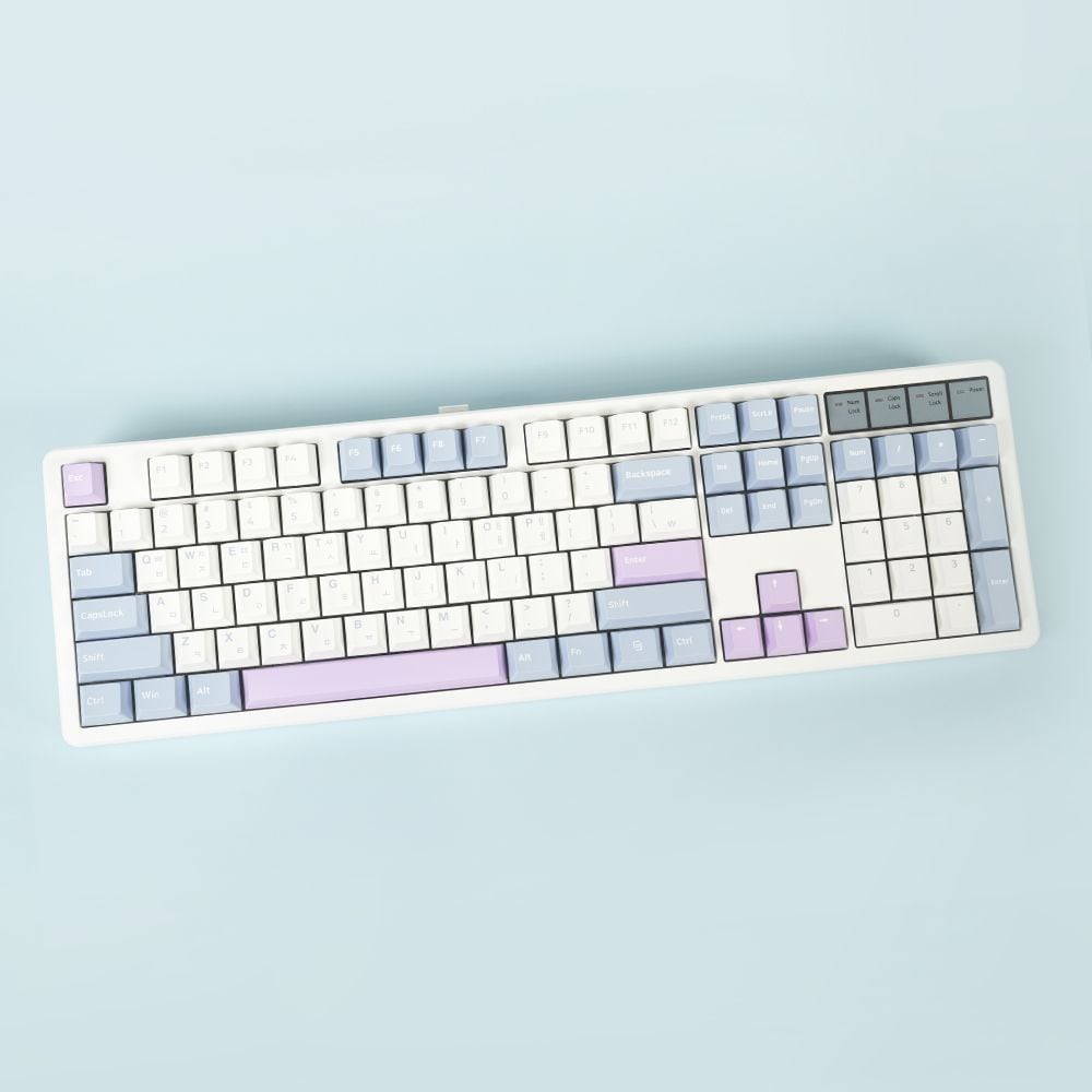 큐센 Q104 PBT 풀윤활 가스켓 유무선 기계식키보드 블루퍼플 하이무 저소음