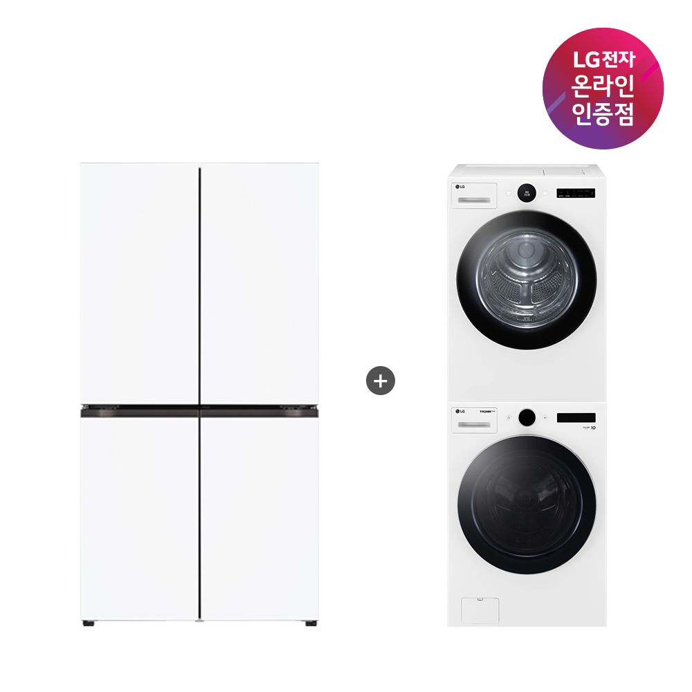 LG전자 LG 오브제컬렉션 냉장고+트롬 세탁기건조기 (T876MQQ111 + FX23WNR-2WQ)