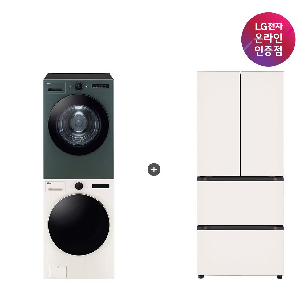 LG전자 LG 트롬 오브제컬렉션 세탁기건조기+김치톡톡 (FX24ENE-GNG+Z408MEEF23)