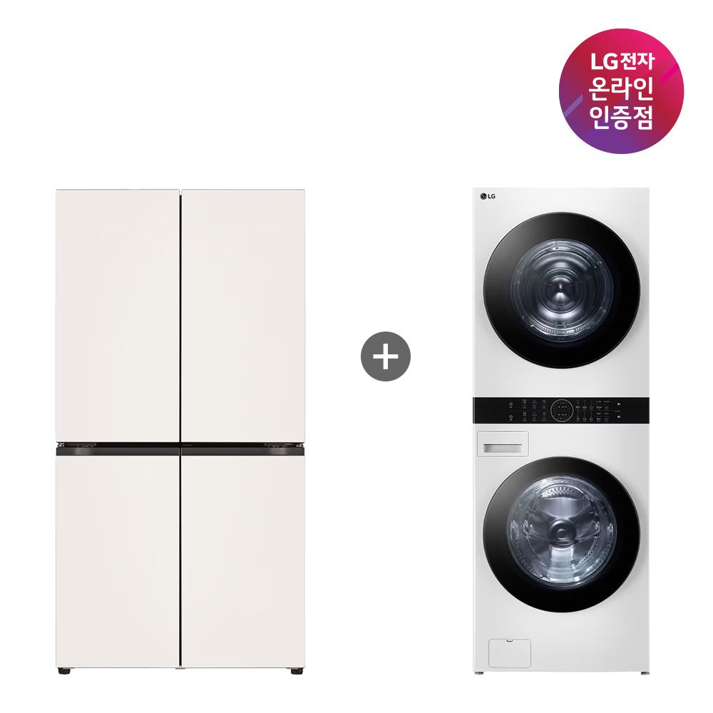 LG전자 LG 오브제컬렉션 냉장고 + LG 트롬 워시타워 (T875MEE111+W2421WAMR)