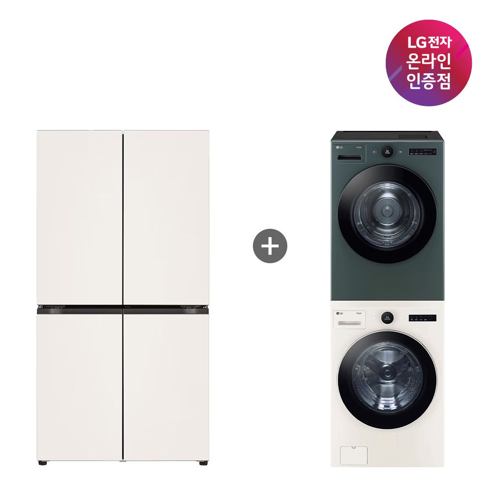 LG전자 LG 오브제컬렉션 냉장고 + LG 세탁기건조기 (T876MEE111+FX24ENR-GNG)