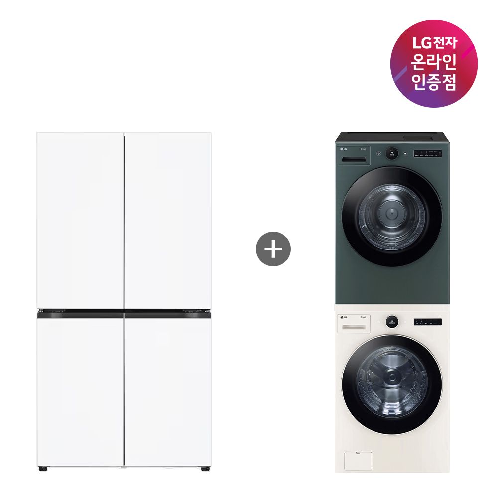 LG전자 LG 오브제컬렉션 냉장고+LG 세탁기건조기세트 (T875MHH111+FX24ENE-GNG)