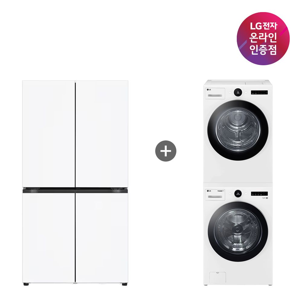 LG전자 LG 오브제컬렉션 냉장고+LG 세탁기건조기세트 (T875MHH111+FX23WA-20WQ)