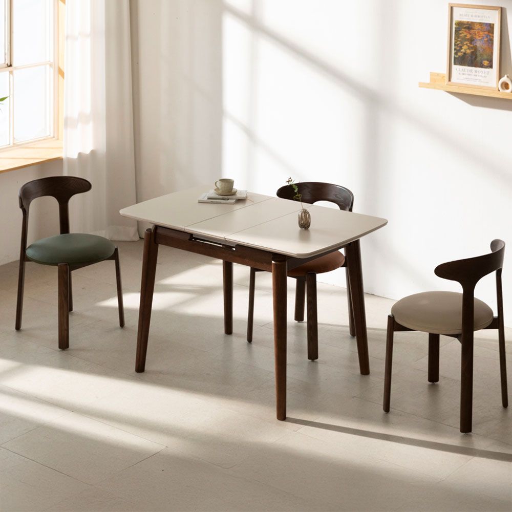 오크빌 지헨 확장형 세라믹 원목 식탁 2-4인 테이블 950 1200 