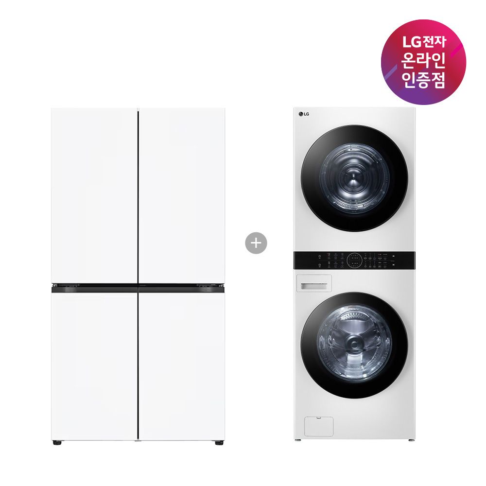LG전자 LG 매직스페이스 냉장고+LG 트롬 워시타워 T875MHH111 + W21WAM
