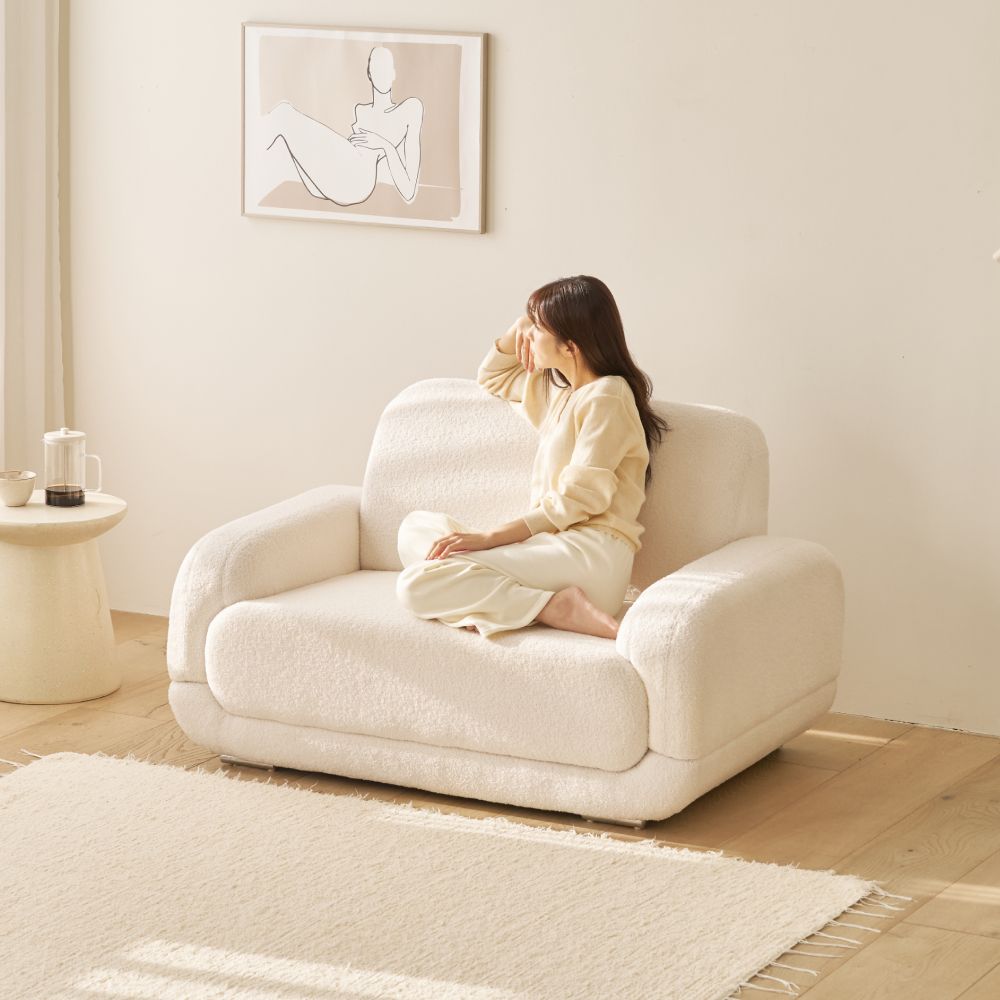 [신상품] 늘나른 239,000원 | 로로 2인용 부클레 패브릭 소파(쿠션증정)