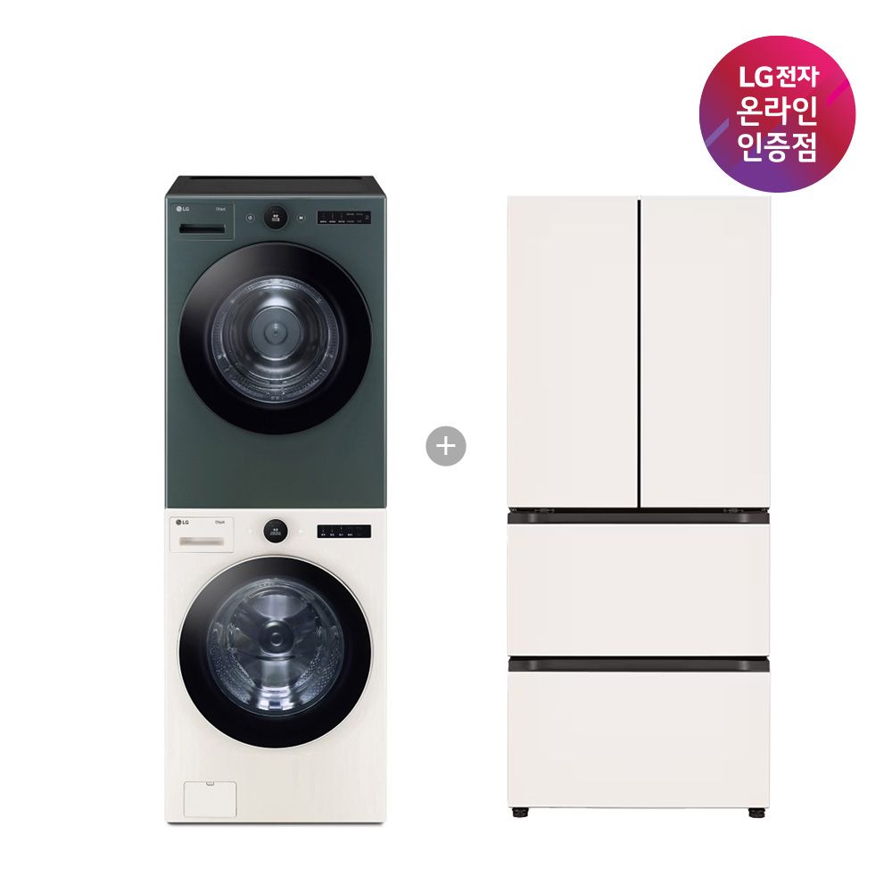 LG전자 LG 세탁기건조기 세트+오브제컬렉션 김치톡톡 FX24ENE-GNG + Z408MEEF23