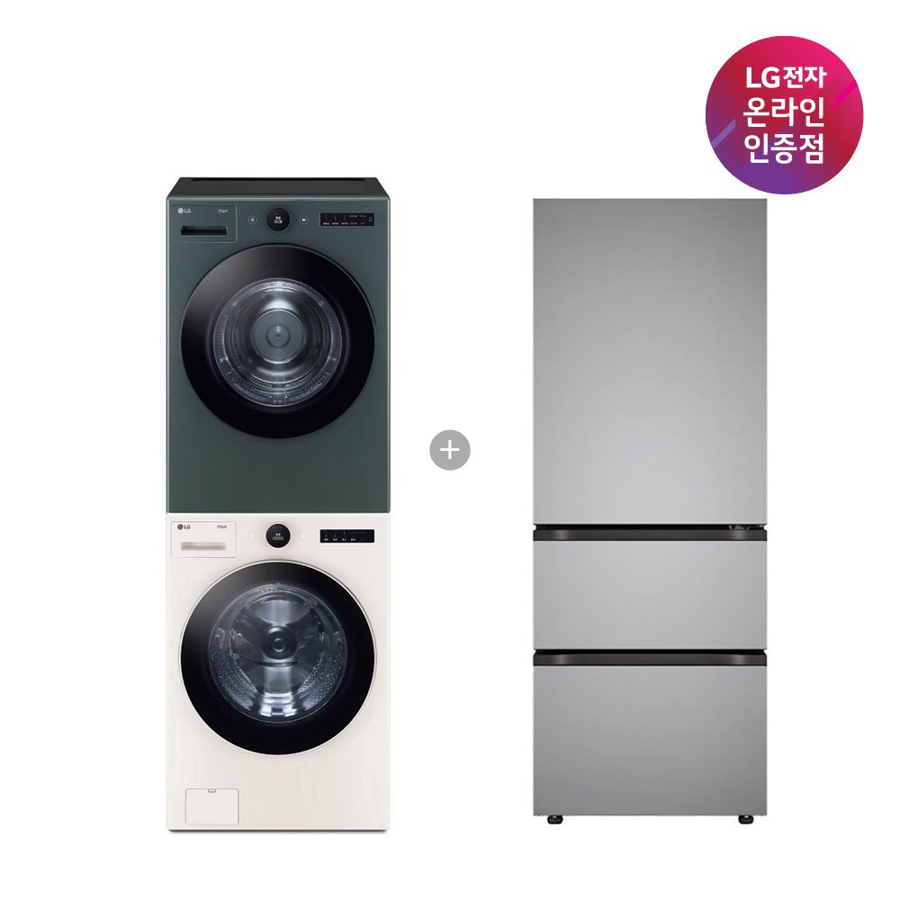 LG전자 LG 세탁기건조기 세트+오브제컬렉션 김치톡톡 FX24ENE-GNG + Z330MPSF11