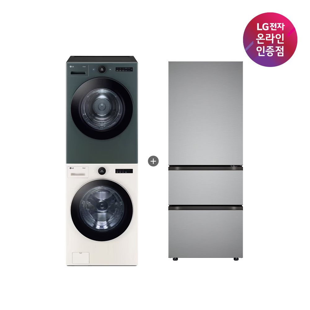 LG전자 LG 트롬 세탁기건조기+ 디오스 김치톡톡 (FX24ENR-GNG + Z330MPSF11)