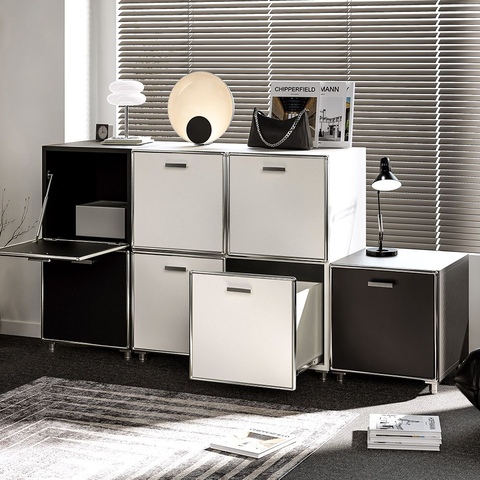 국내생산/딥매트 플랩도어 높은 모듈 수납장 미드센츄리 서랍장 침실 협탁