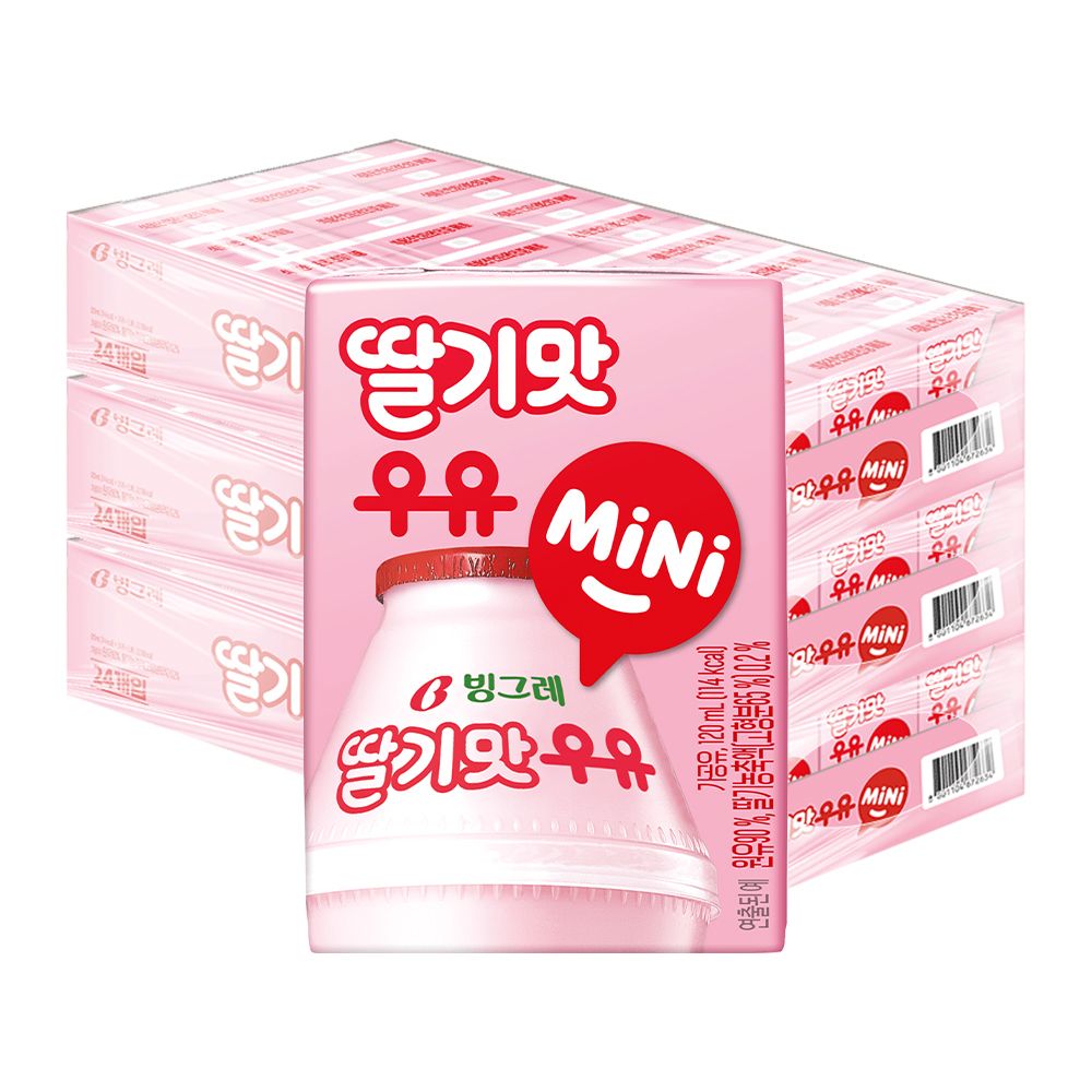 빙그레 딸기맛 우유 미니 120ml72팩 / 멸균우유
