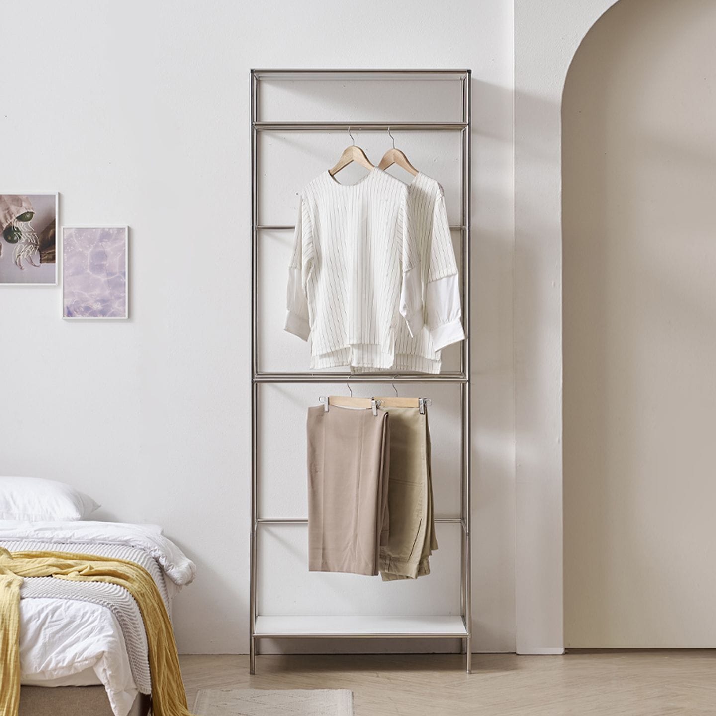 [신상품] 블랑누보 가든 미드센츄리 2단 오픈형 시스템 모듈 행거 690 (1color)