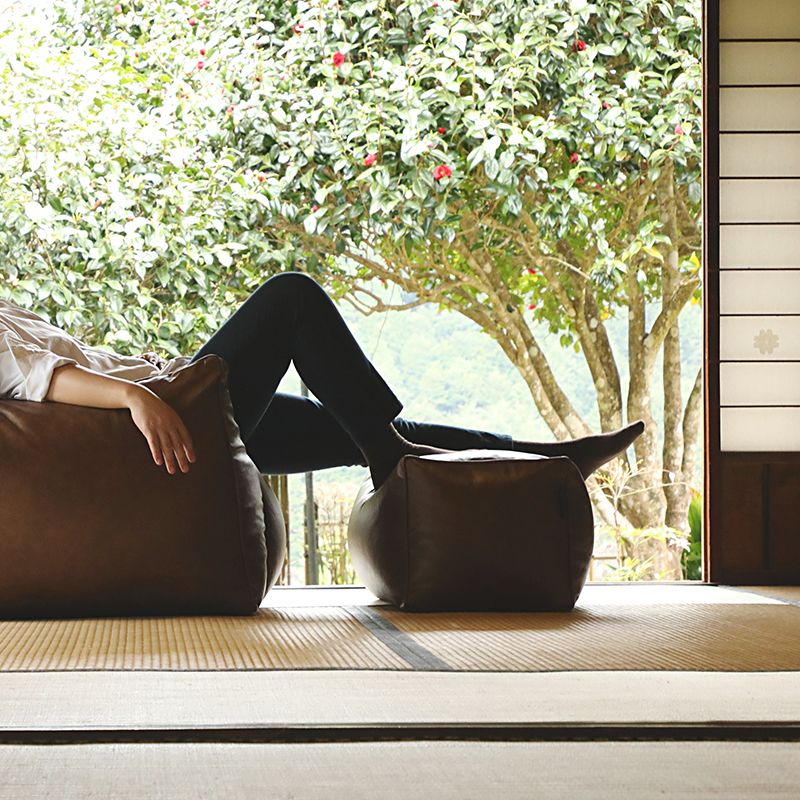 플래지어 톰 소프트 기능성 가죽 빈백 소파 스툴 소파 발받침 (브라운, 블랙, 베이지) 