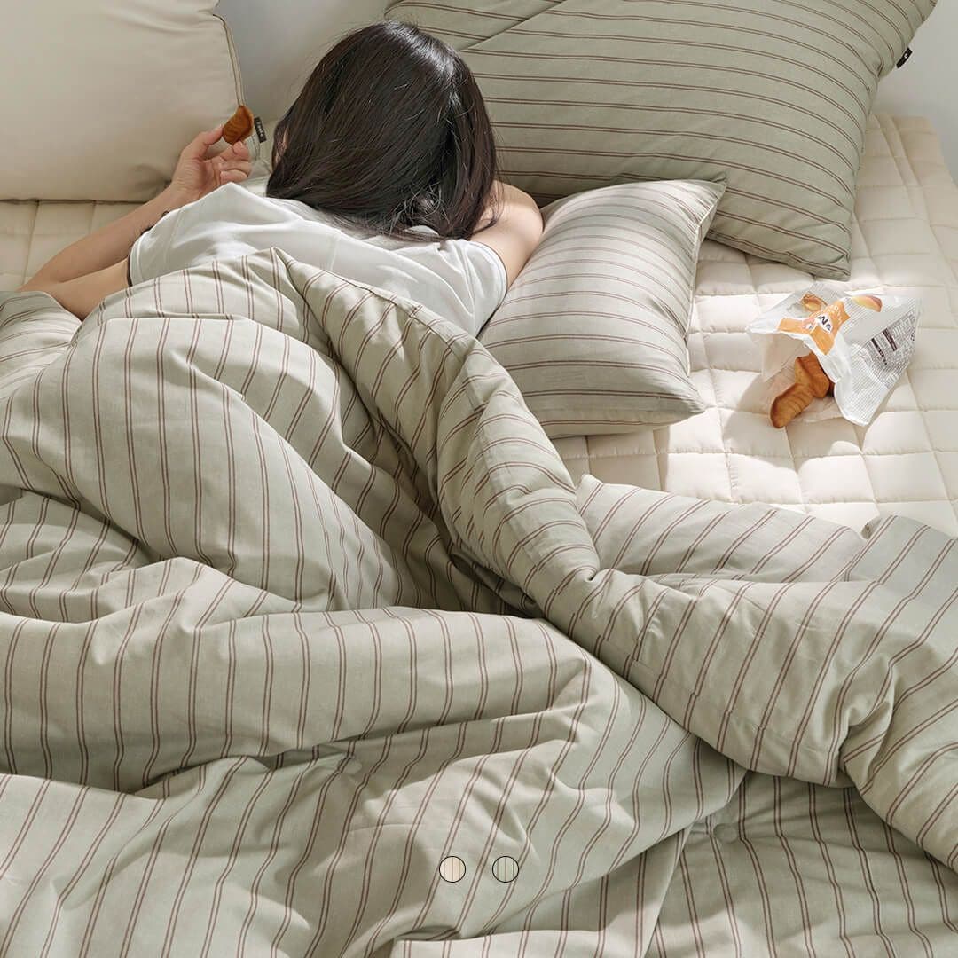 파르페by알레르망 스트라이프 모던 리오 60수 면 모달 차렵이불세트(2colors) 