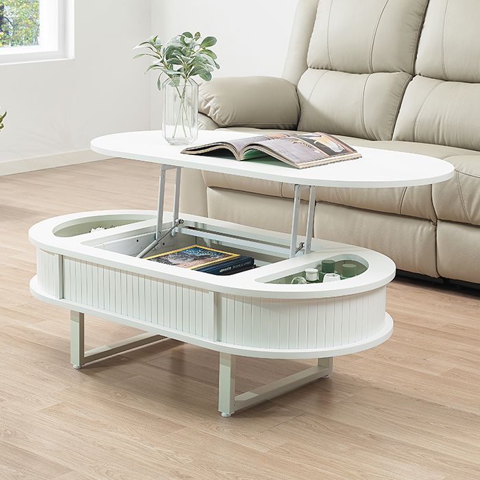 [신상품] 진영가구 노이드 LPM 1200 원형 리프트업 거실 소파테이블-화이트