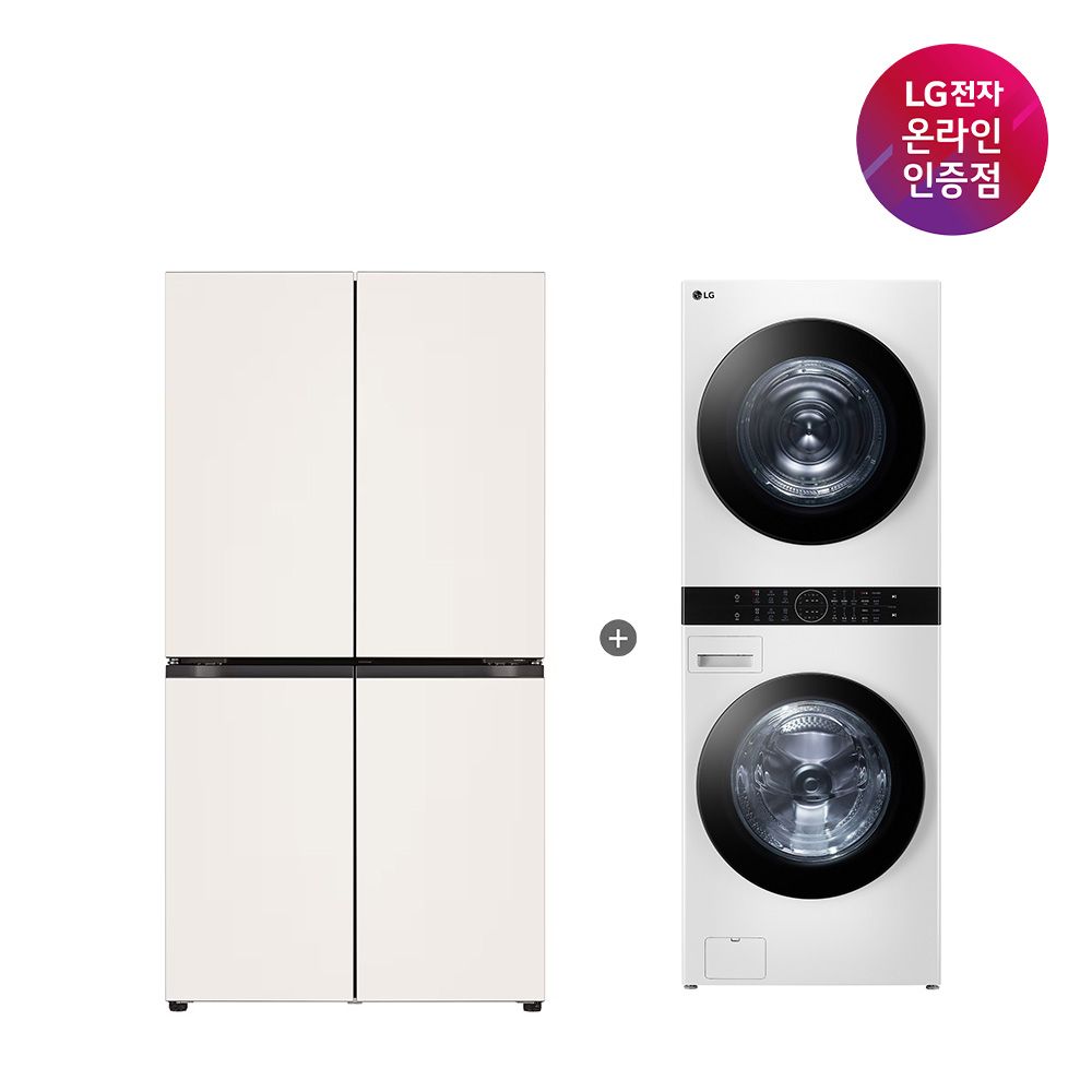 LG전자 LG 오브제 냉장고 + LG 트롬 워시타워 (T875MEE111 + W2421WAMR)