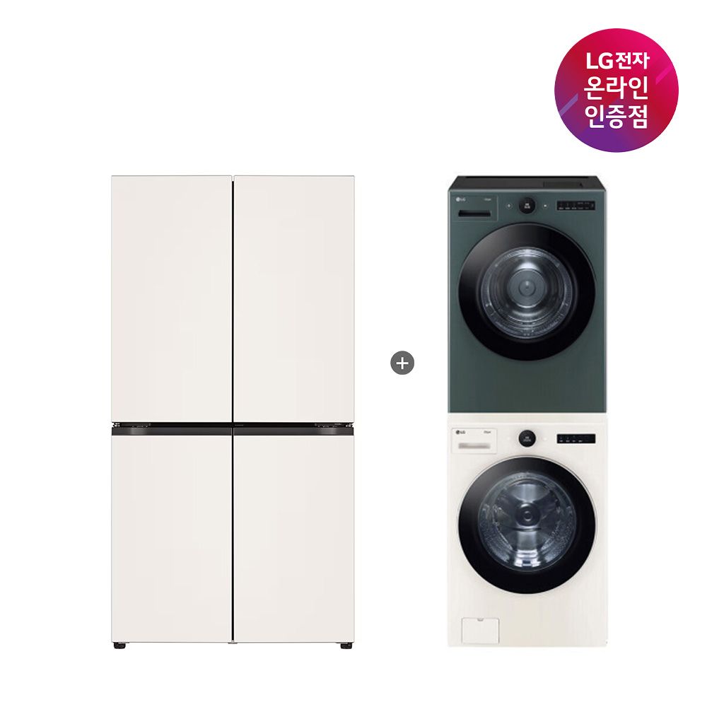 LG전자 LG 오브제컬렉션 냉장고 + 세탁기건조기 세트 (T875MEE111+FX24ENE-GNG)