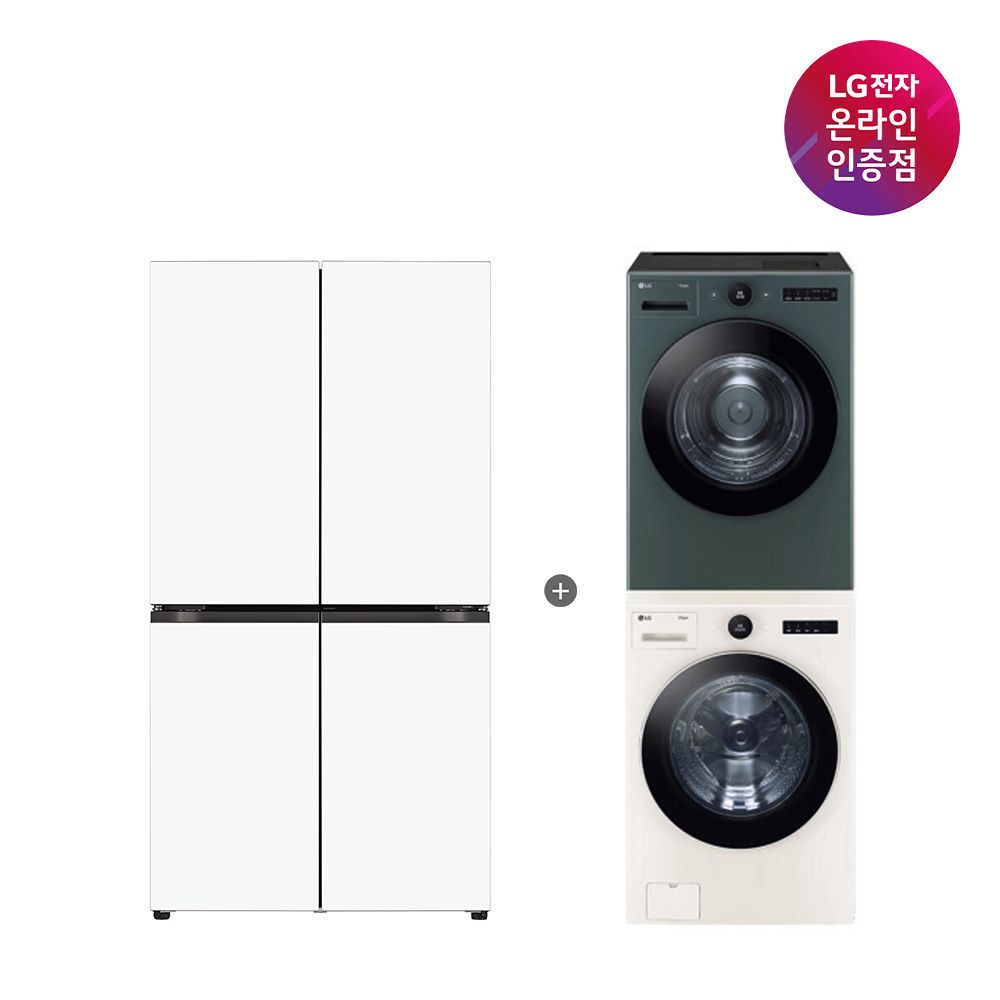 LG전자 LG 오브제컬렉션 냉장고+세탁기건조기 세트 (T875MHH111 + FX24ENE-GNG)