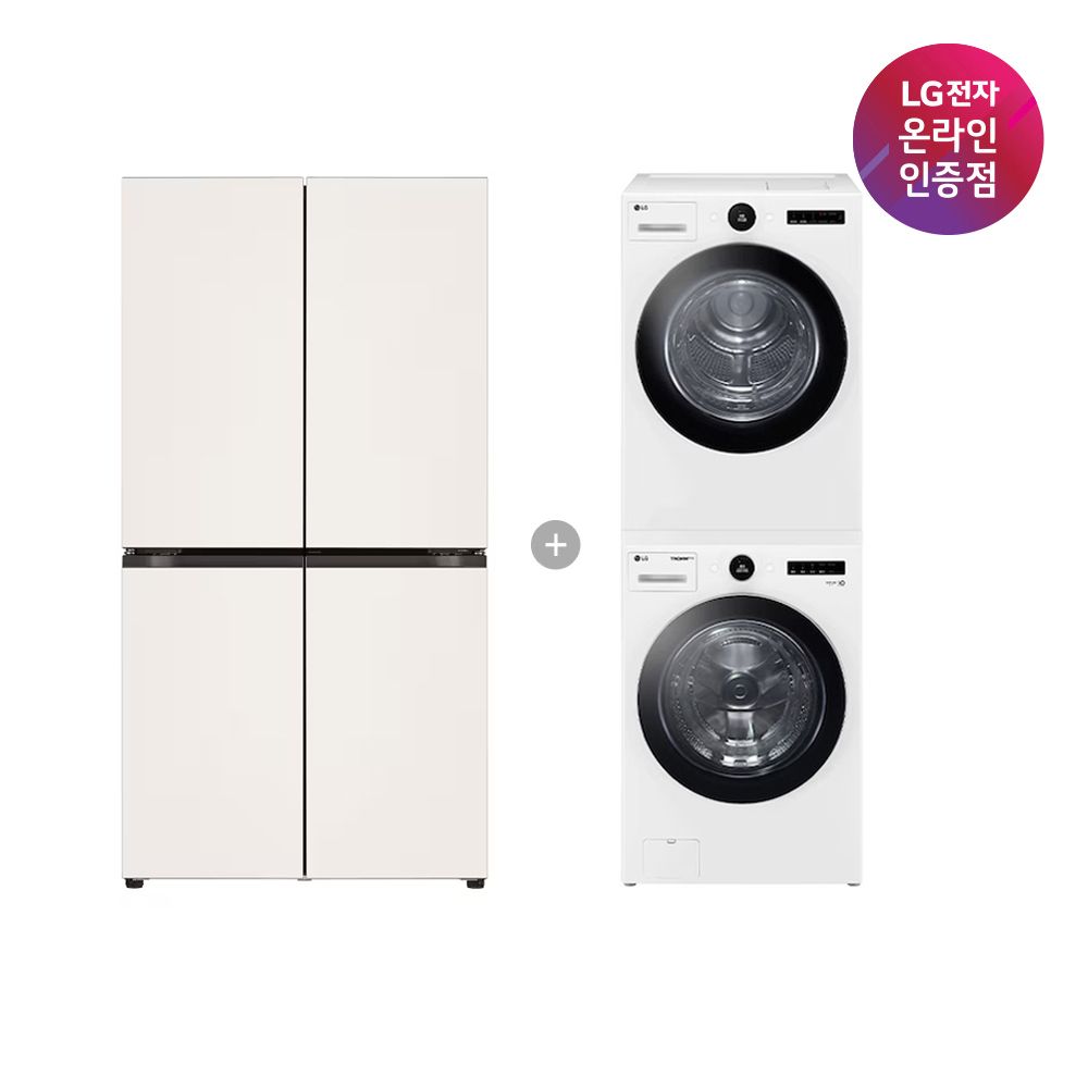 LG전자 LG 오브제컬렉션 냉장고 + 트롬 세탁기건조기 (T875MEE111+FX23WA-20WQ)