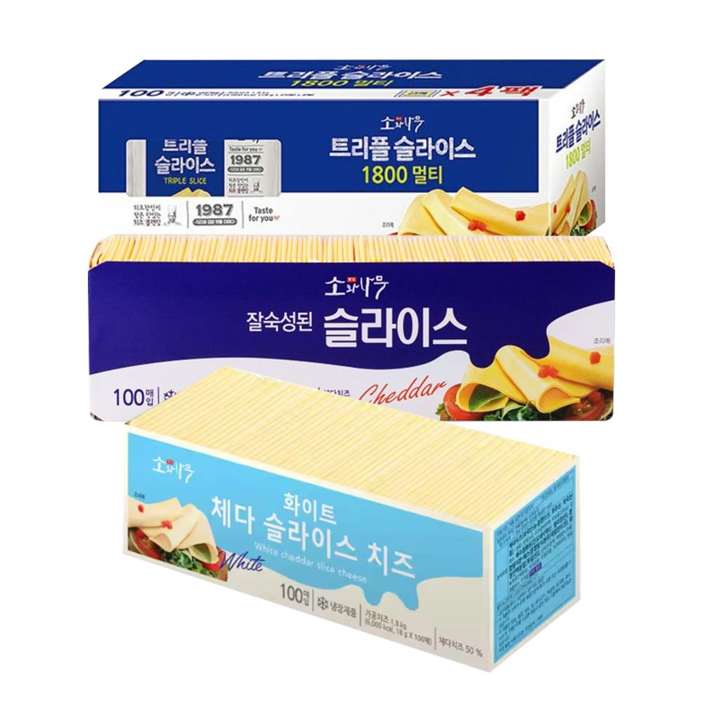 동원 덴마크 슬라이스 치즈(소와나무/체다/트리플) 3종 1.8kg1개