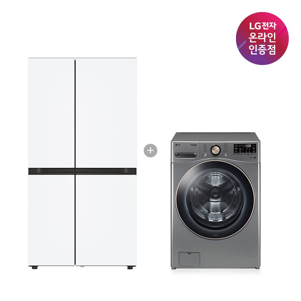 LG전자 LG 디오스 AI 양문형 냉장고 + 트롬 세탁기 (S836MQQ012 + F24VDLP)