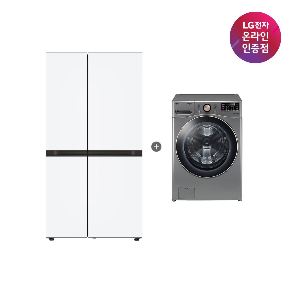 LG전자 LG 디오스 AI 양문형냉장고 + LG 트롬 세탁기(S836MQQ012 + F24VDLP)