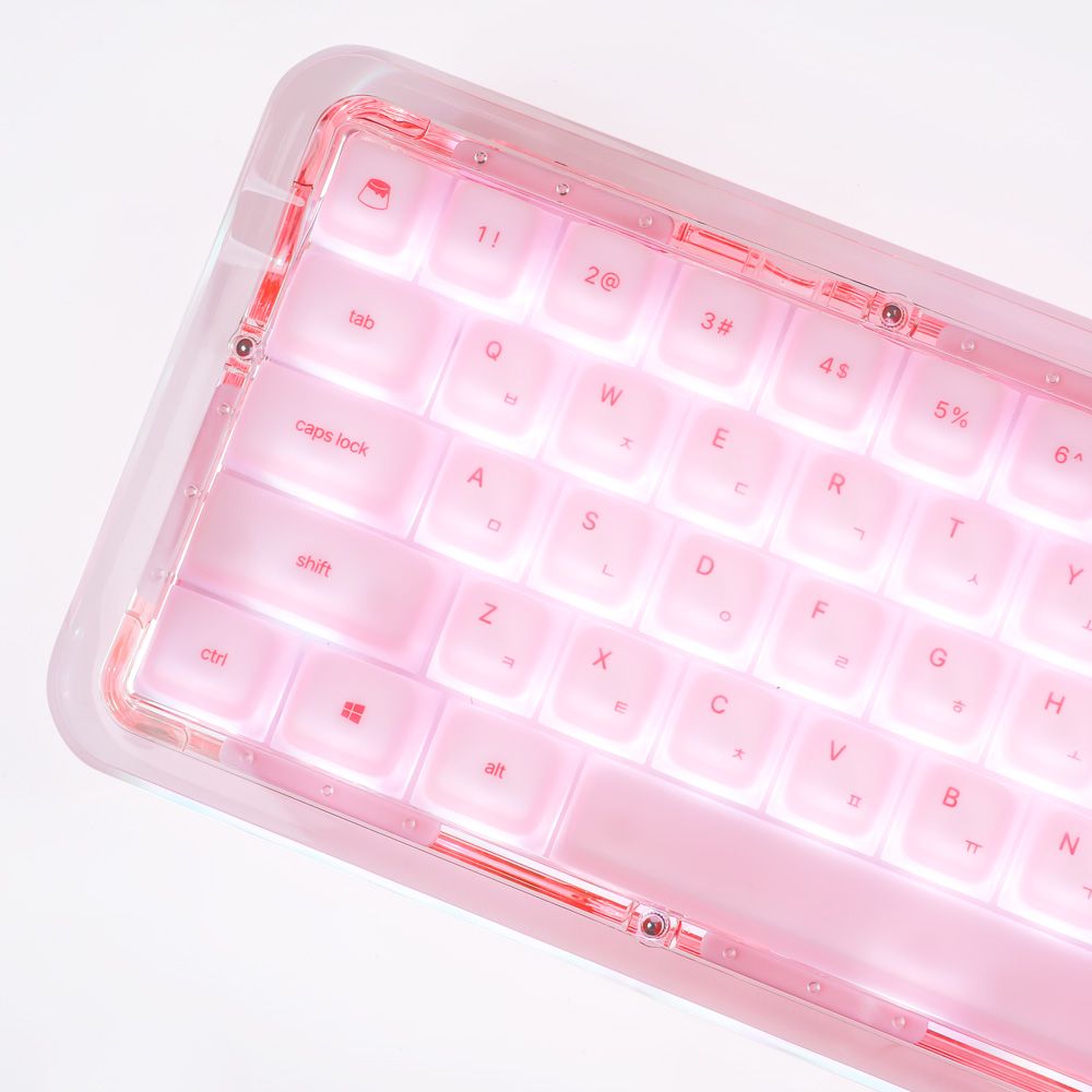 몬스타기어 말랑 핑크 푸딩 젤리 한글 실리콘 포인트 캐릭터 체리 반투명 투명 키캡