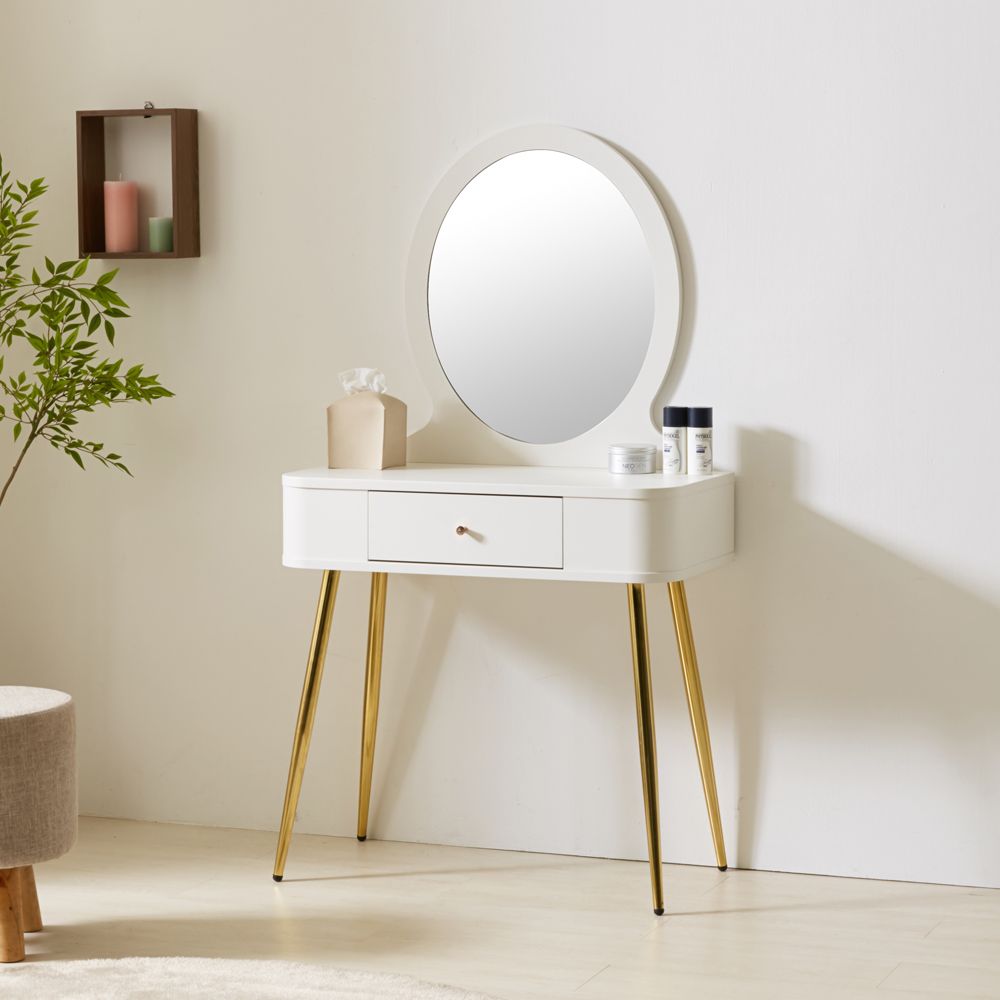 [신상품] 쉬몽 클레버 라운드 화장대 수납가구 침실 서랍 콘솔 서랍장