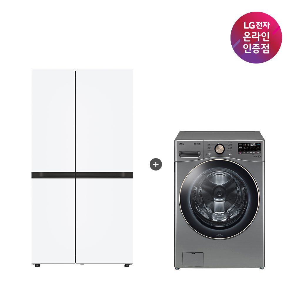 LG전자 LG 오브제컬렉션 냉장고+LG 트롬 세탁기 (S836MQQ012 + F24VDLPR)