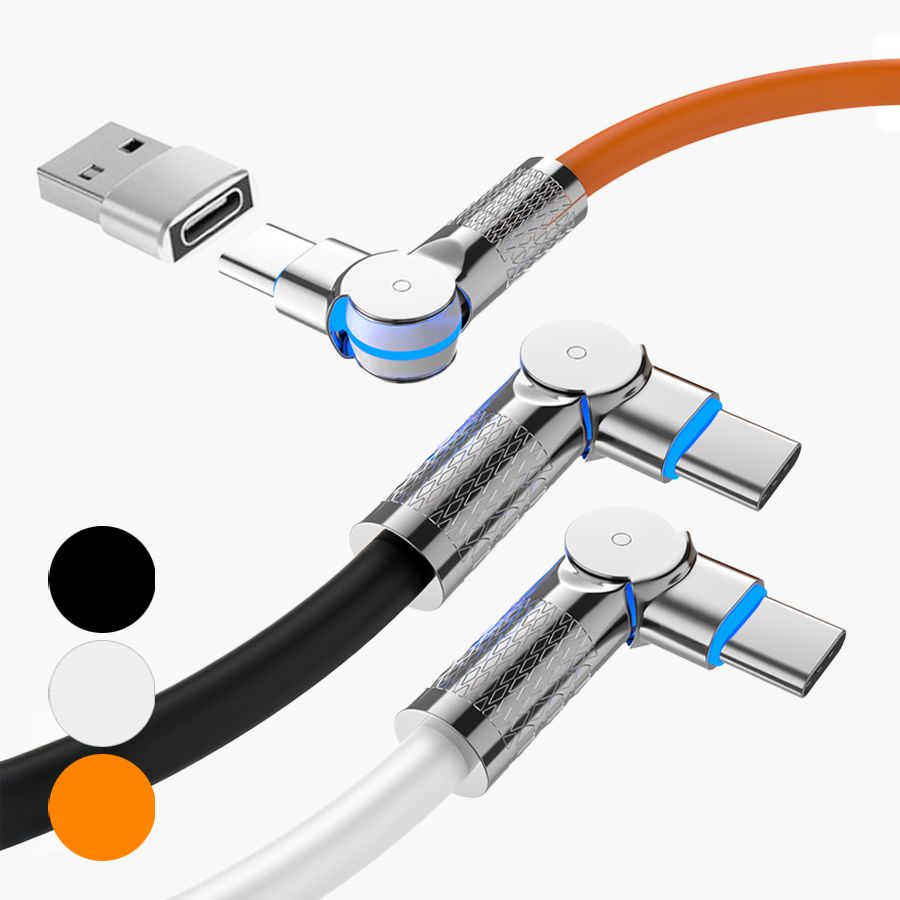 펀링크 C to C타입 180도 회전형 초고속 충전 케이블 PD60W USB-A젠더 포함