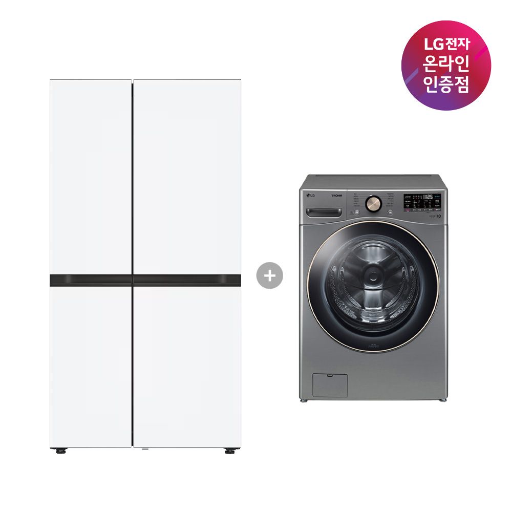 LG전자 LG 오브제컬렉션 냉장고+트롬 세탁기 (S836MQQ012 + F24VDLP)