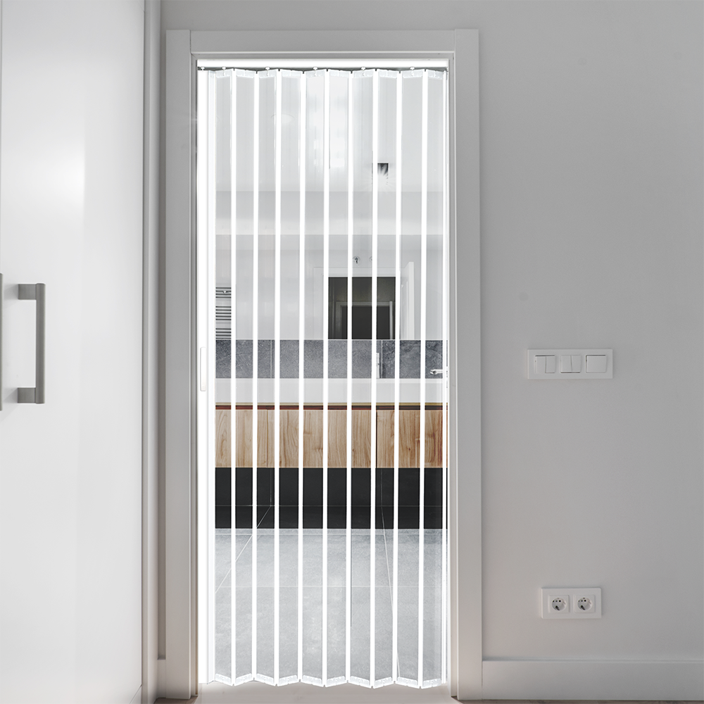 라온 블라인드 맞춤제작 투명 무지 홀딩도어 접이식문 자바라 칸막이 버티컬 주름문