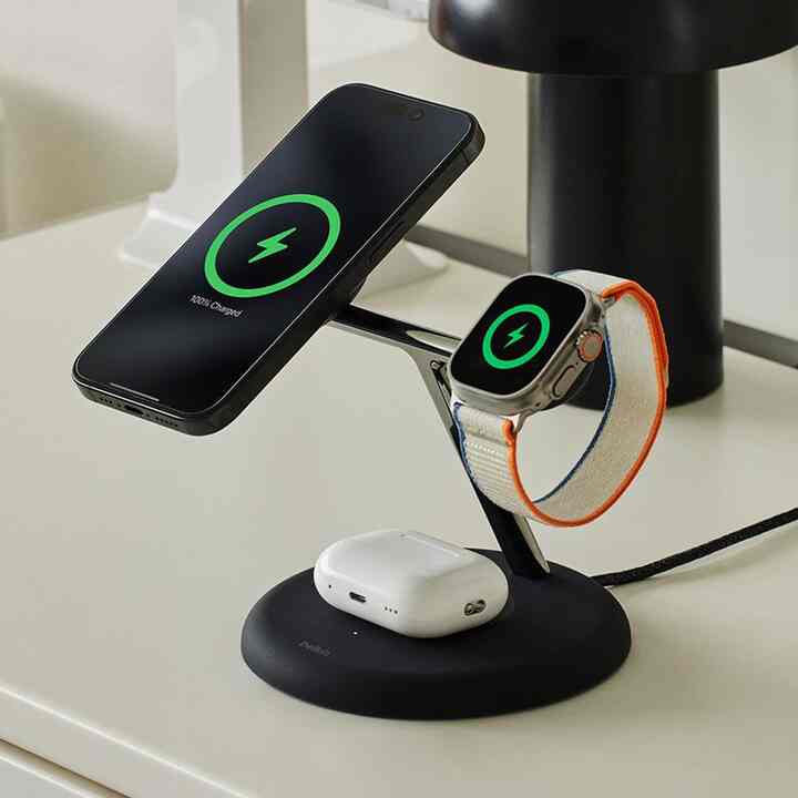 Qi2対応3-in-1マグネット式ワイヤレス充電スタンド（15W）［2色］