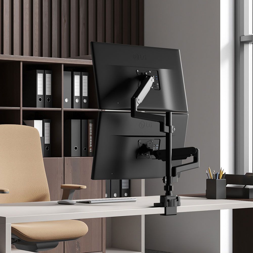 카멜마운트 듀얼 벽면 밀착형 폴타입 모니터 모니터암 거치대 CMA2V