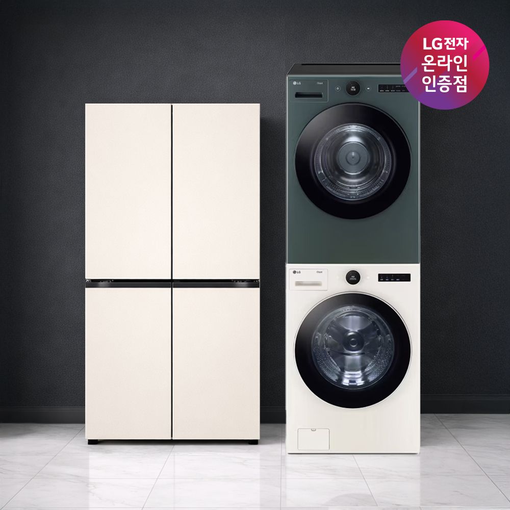 LG전자 LG 오브제컬렉션 냉장고 + 트롬 세탁기건조기 (T876MEE111+FX24ENR-GNG)