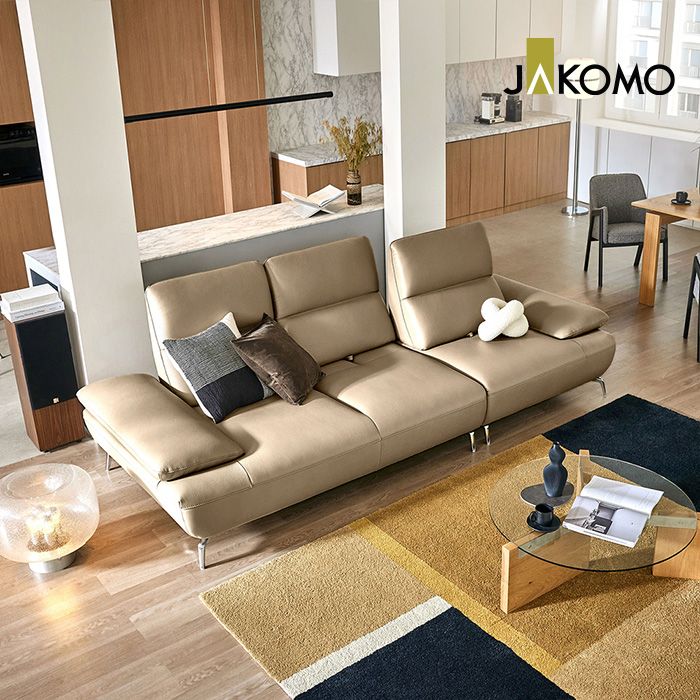 [신상품] 자코모 젬마 스윙 3.5인 기능성 천연면피 소가죽 소파 (등방석 무빙기능)