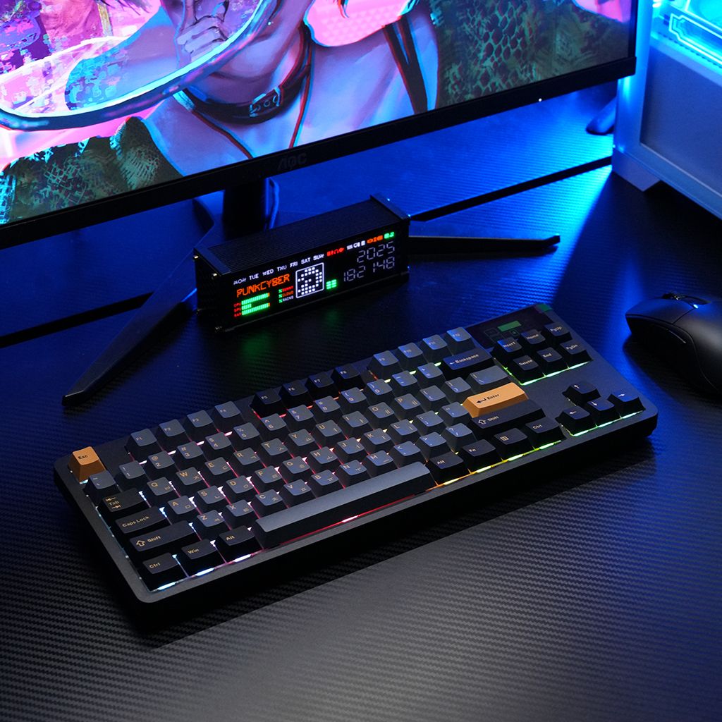 다얼유 A87MASTER 8K 유 무선 텐키리스 기계식 키보드 알루비얼골드