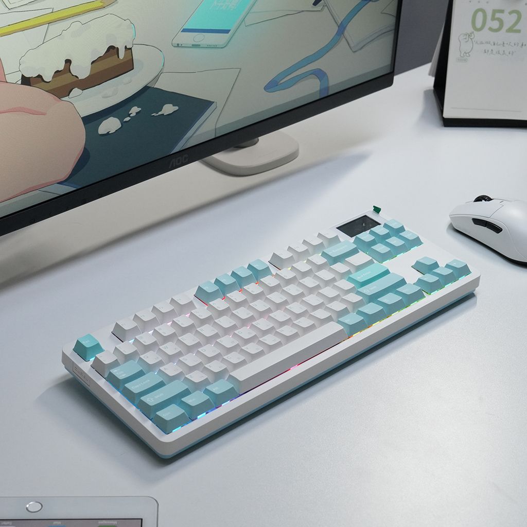 다얼유 A87MASTER 8K 유 무선 텐키리스 기계식 키보드 아이스블루