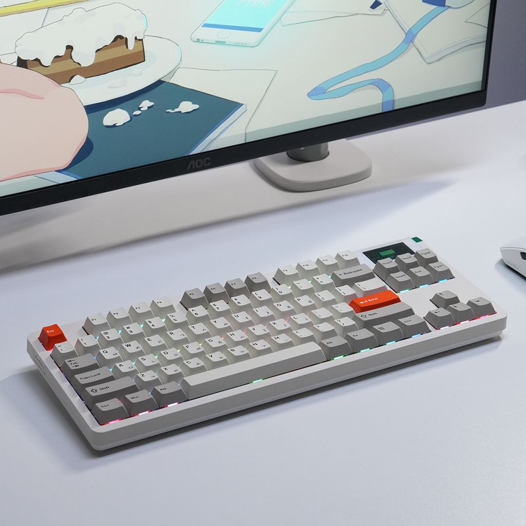 다얼유 A87MASTER 8K 유 무선 텐키리스 기계식 키보드 레트로베이지