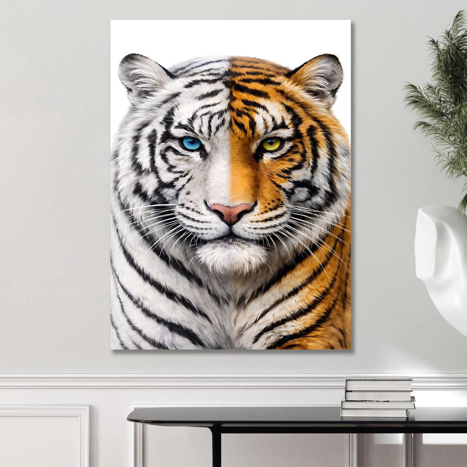 포스터메이커스 액운막이 호랑이 쌍호 캔버스 액자 거실 현관 사무실 풍수 인테리어 그림