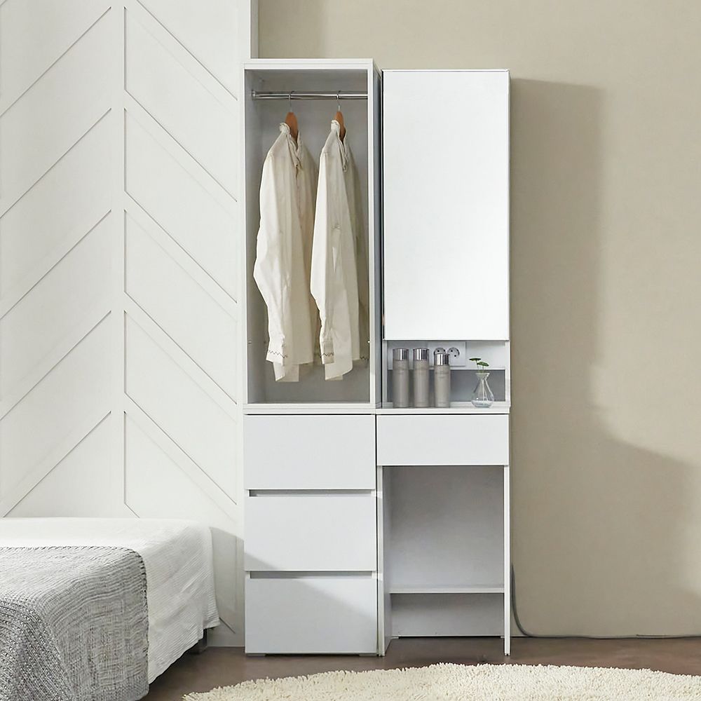 [신상품] 퍼니아트 엔젤 E0 키큰 틈새 수납 화장대 옷장 세트