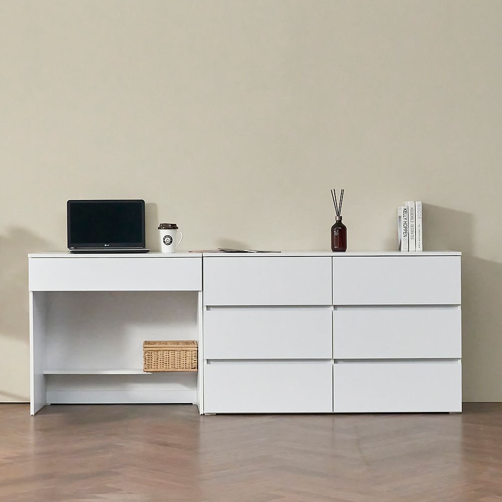 [신상품] 퍼니아트 엔젤 E0 조명 화장대 3단 서랍장 1200 거울제외 세트