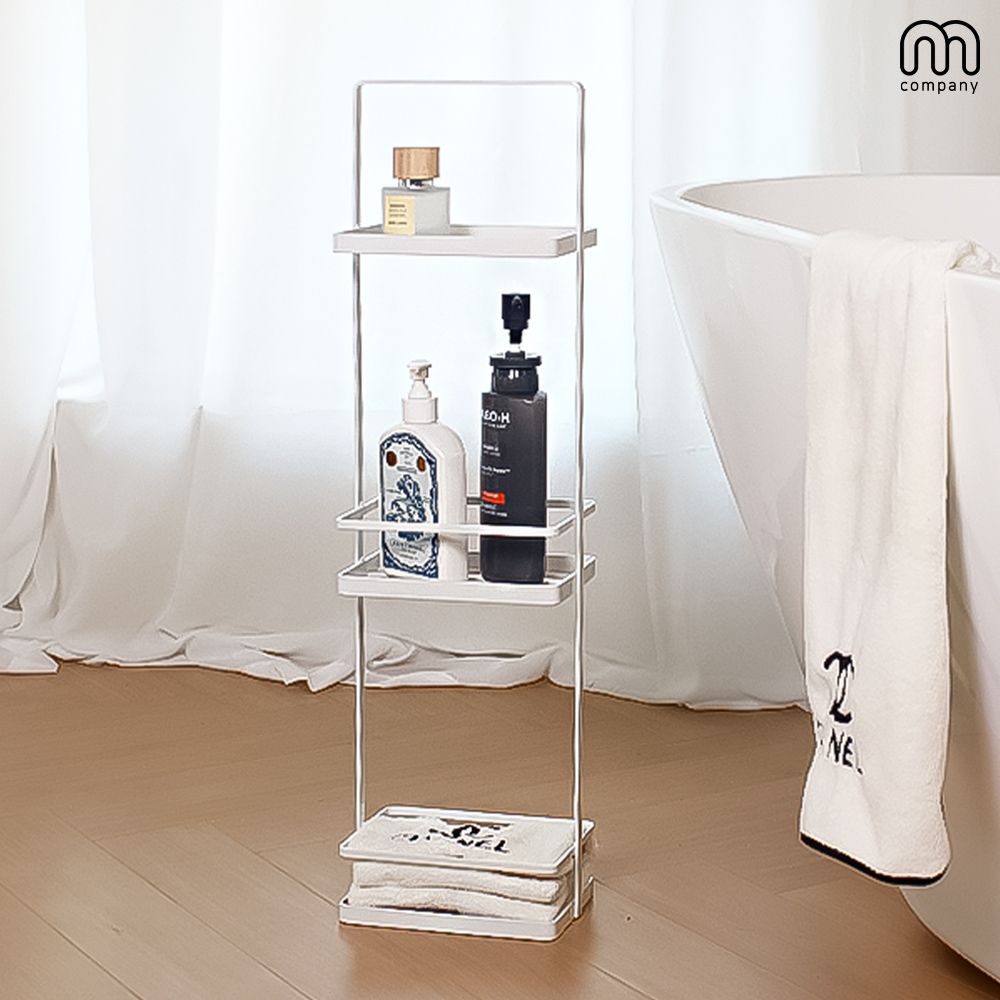 [오늘출발] [신상품] 엠컴퍼니 세이드 틈새 미니 스탠드 선반 3단 철제 코너 정리선반 다용도 좁은 욕실 베란다 수납장