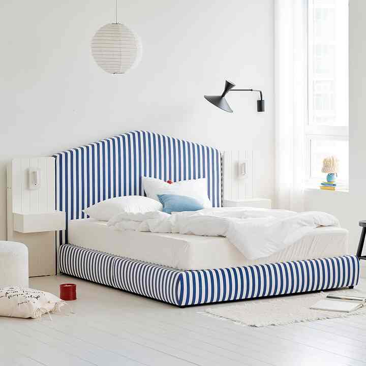 coco ファブリック ストライプ ベッドフレーム［2色・3種・2サイズ］