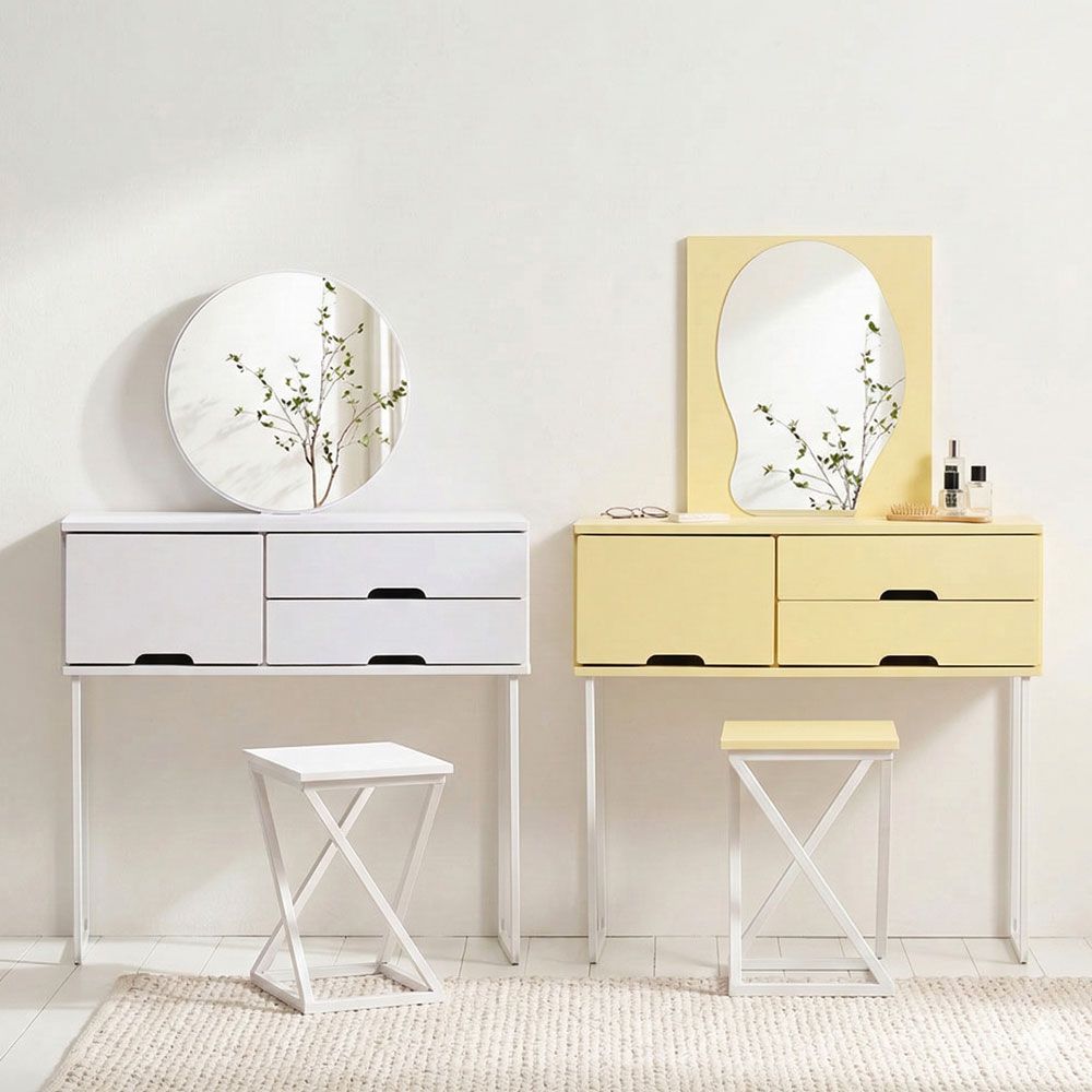 [신상품] 미세몽 슈슈 슬림 입식 거울3종 서랍 수납 콘솔 화장대 세트 850 2colors (스툴포함)