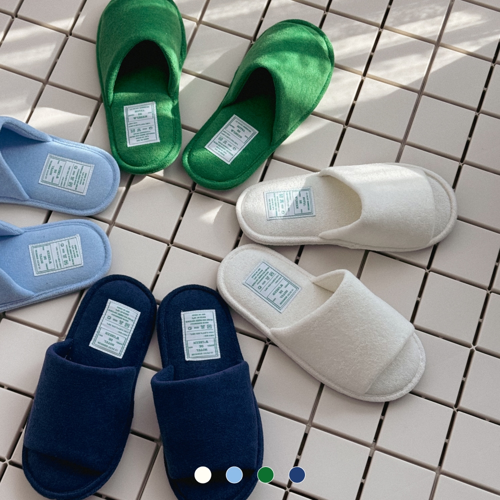 [오늘출발] [신상품] 더블유그린 사뿐사뿐 워셔블 테리 룸슈즈 층간소음 컬러 실내화