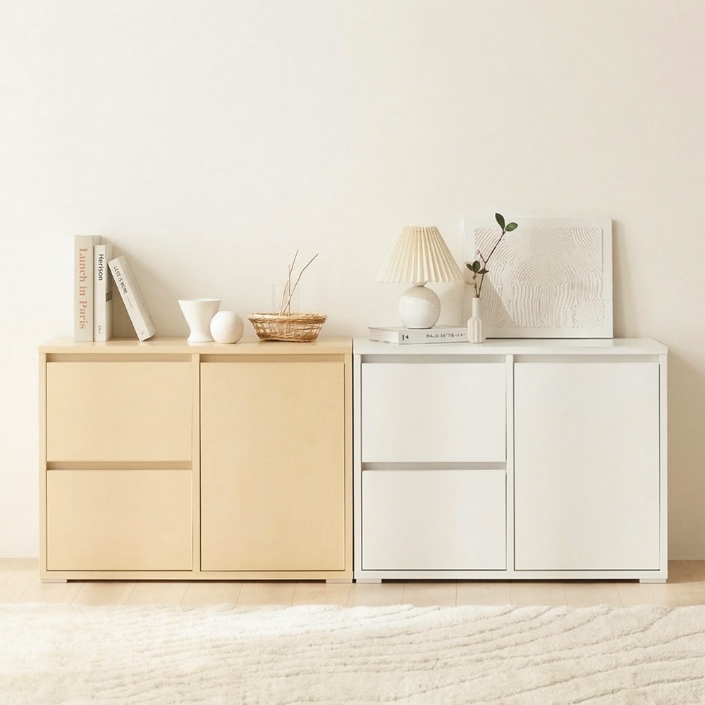 퍼플뉴퍼니처 무드인 E0등급 거실 모듈 수납장 침대옆 낮은 미니 2Colors 