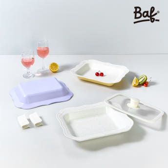 BAF 쏘에르 IH 중력주조 요리접시 스퀘어 세트(유리뚜껑+압착노브+실리콘손잡이2P)