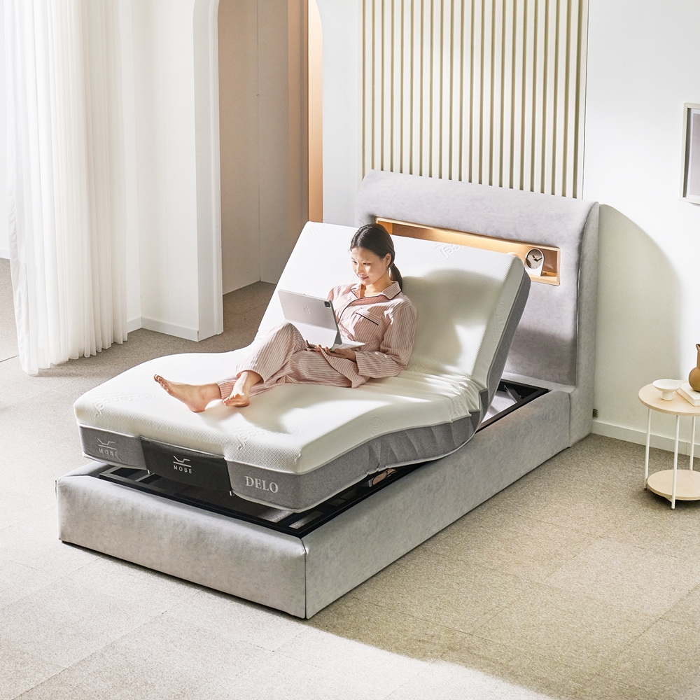 모베모션베드 모베 아다지오 슈퍼싱글 SS / 싱글 S 모션베드 조명 패브릭 메모리폼 매트리스 세트 