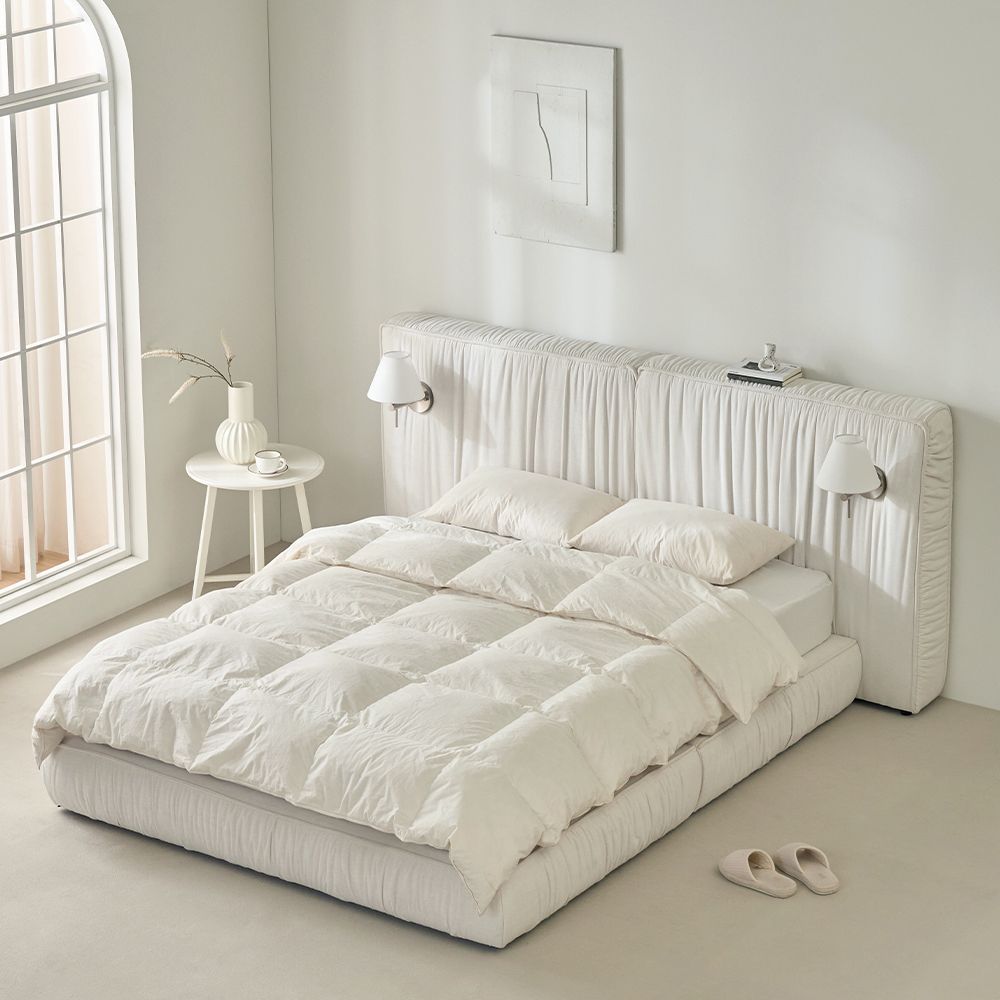 퍼니코 [오늘의집 단독] 린 셔링 패브릭 호텔 침대 프레임 SS/Q/K (조명 선택)